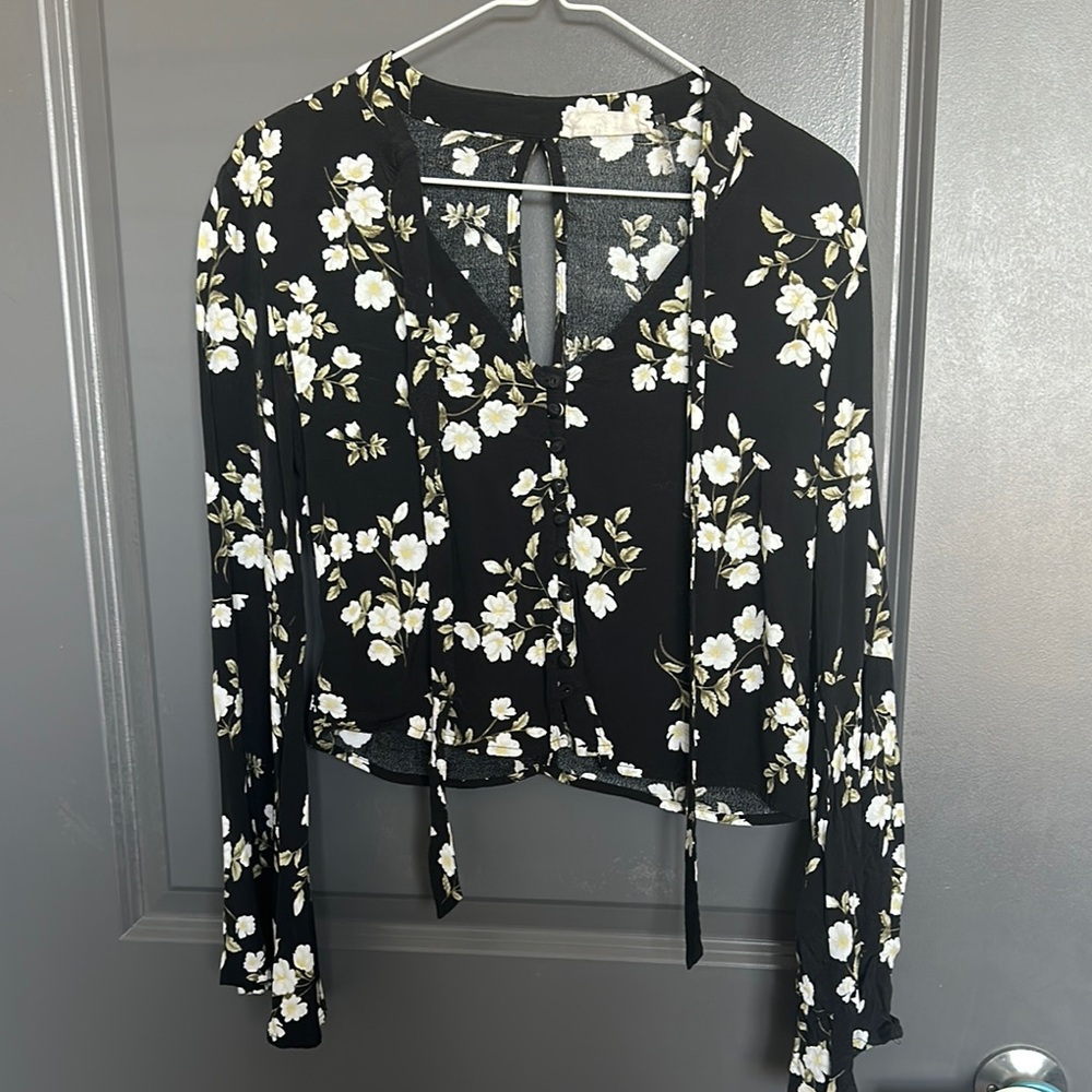 Floral Black Blouse